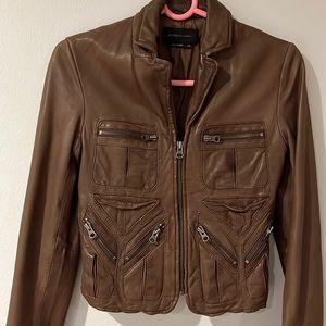 Bcbg brown leather jacket